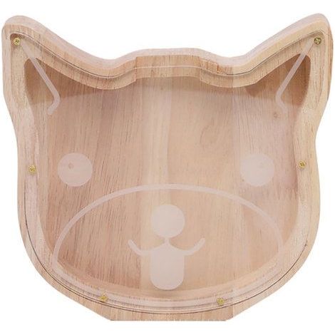 Tirelire - AVIZAR - Tête de Chat - Bois de Haute Qualité - Plexiglass Transparent - Design Adorable