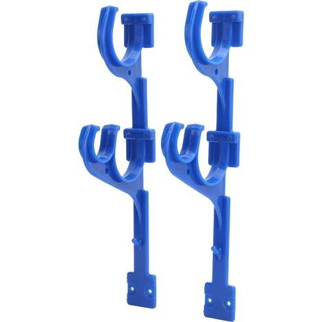 Set of 2 wide blue aluminium pool post hooks with screws for pools, telescopic post, skimmer. (1/5)