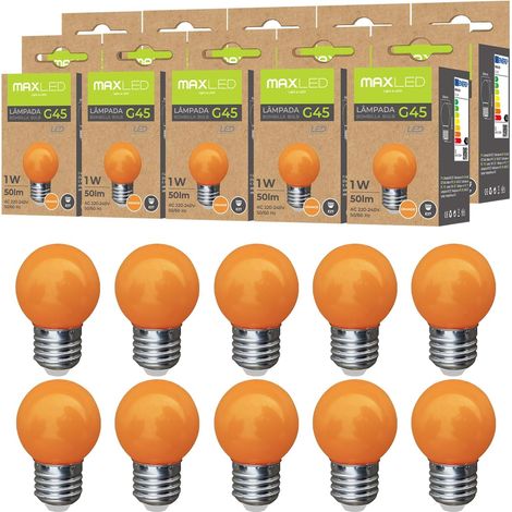 Ampoule LED E27 G45 - Lot de 10 - Couleur Orange - Économie d'énergie - Décoration Intérieur Extérieur Fête (1/5)