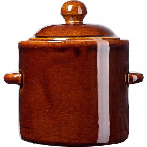 KADAX Steinzeugtopf, Dichter Keramiktopf mit Deckel, Steinguttopf, 1.8L