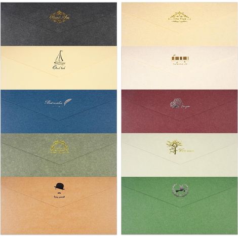 10 Pieces Colored Envelopes, 22x11cm Vintage Kraft Paper Envelopes (1/5)