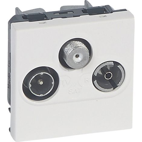 Prise TV-R-SAT Mosaic FM et DAB+ 2 modules alu LEGRAND 079296 (1/3)