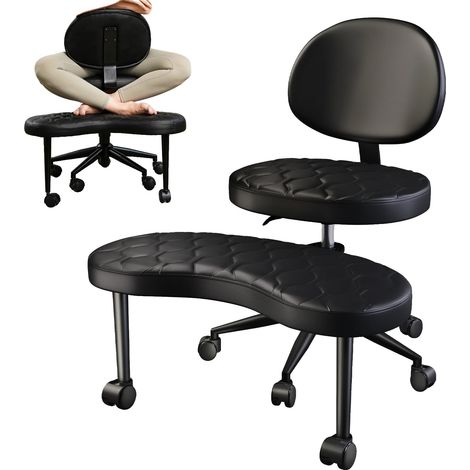 Silla de oficina, diseño ergonómico, altura regulable, poliuretano negro. (1/2)
