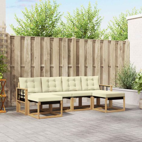 vidaXL Outdoor-Sofagarnitur mit Kissen 6 pcs Weiß und Creme (1/5)