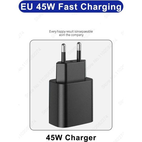 Chargeur USB-C PD 45 W à charge ultra-rapide pour Samsung Galaxy S24, S23, S22 Ultra, A54, A15 et A55 5G (câble de type C inclus). (1/5)
