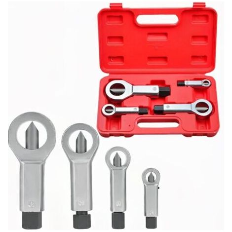 Kit d’extracteurs de goujons et écrous endommagés (4 pièces) – Outils robustes pour dévisser écrous cassés ou grippés – Plages de taille : 9–12 mm, 12–16 mm, 16–22 mm, 22–27 mm (1/5)