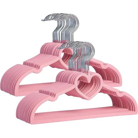 Set mit 30 Samt-Kleiderbügeln für Kinder, rutschfest und ultradünn, zur optimalen Aufbewahrung von Kinderbetreuungsschränken. (1/3)