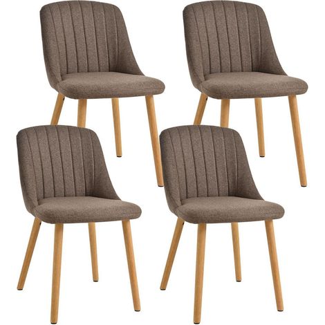 Esszimmerstühle 4er Set braun mit Holzbeinen, Polsterstuhl aus Polyester (1/5)