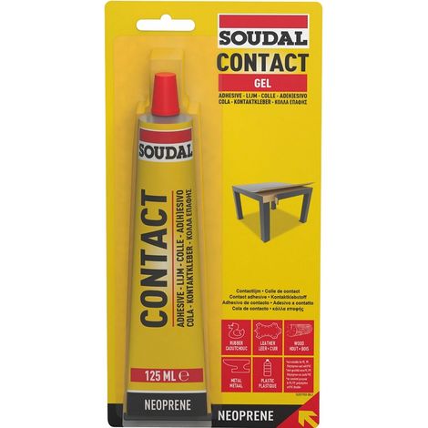Soudal – Colle néoprène gel 125 ml – Collage ultra fort sur bois, caoutchouc, cuir et plastique – Séchage rapide, formule anti-coulement