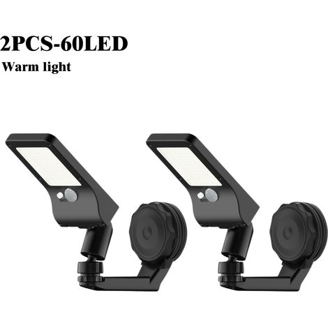 Lot de 2 lampes solaires magnétiques d'extérieur, appliques murales solaires avec détecteur de mouvement, lumière blanche (1/5)