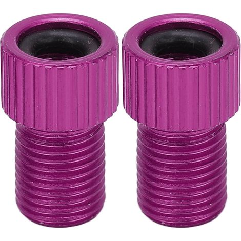 Lot de 2 adaptateurs Presta vers Schrader pour valve de vélo, résistants à l'usure, pour pompe de VTT (violet). (1/5)