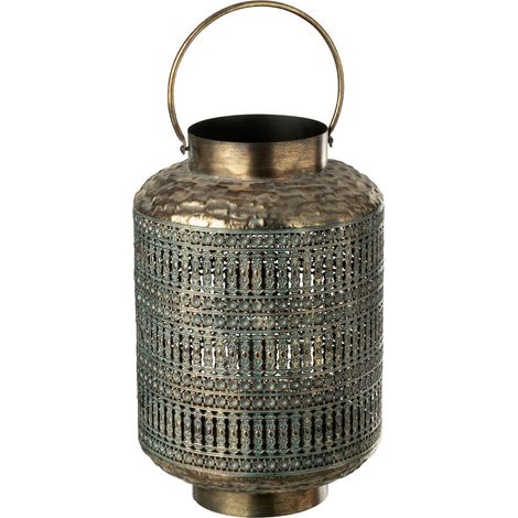 Lanterne Cylindrique en Métal "Antique" 44cm Bronze (1/5)