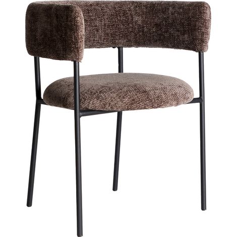 Lot de 2 chaises contemporaines marron en polyester et bois noir design élégant - Marron chocolat et bois noir (1/5)