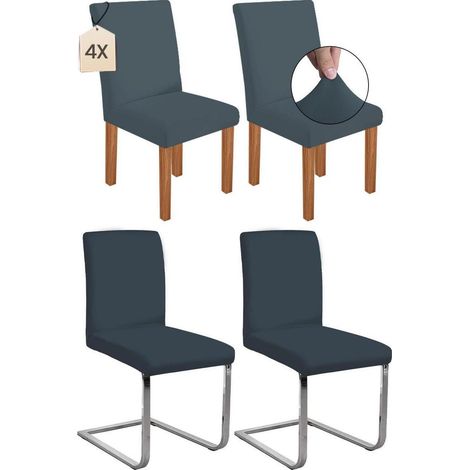 4er Set Stuhlhussen Grau-Blau für Schwingstühle, abnehmbar & waschbar (1/5)
