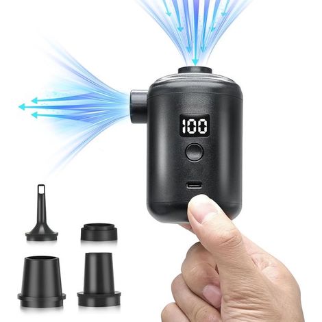 Pompa ad aria elettrica ricaricabile tramite USB per materassini gonfiabili e salvagenti - 3600 mAh, 280 l/min, compatta e portatile (1/5)