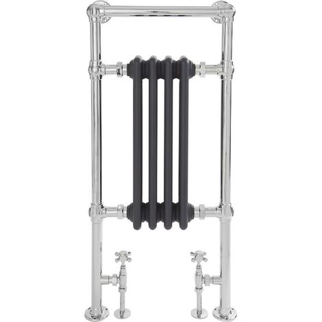 Milano Elizabeth 930mm x 452mm Heated Towel Rail Radiator with Cast Iron Style Insert - Chrome and Anthracite (1/5)