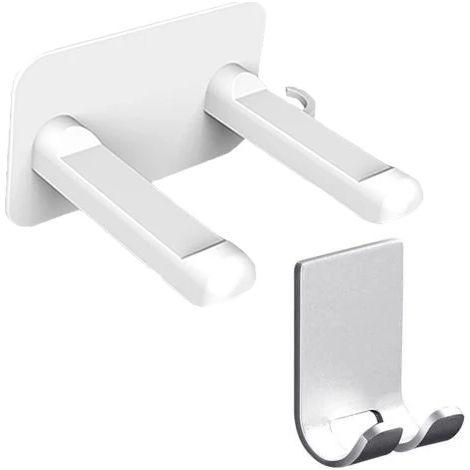 Soporte para secador de pelo, estante de almacenamiento para secador de pelo montado en la pared que ahorra espacio, sin taladros, plateado (1/5)