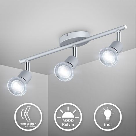 Deckenstrahler - 15W, 1200lm, LED, schwenkbar, GU10, neutralweiß, silberfarbig