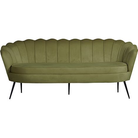 Nice canapé 3 personnes en velours, vert. (1/5)