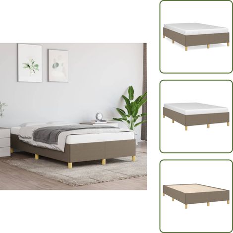 Cadre de lit sans matelas taupe 120x200 cm tissu - Cadre De Lit - Lit Double - Lit Tissu - Lit Taupe - Meuble Chambre (1/5)