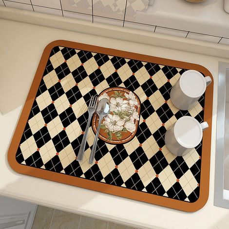 Tapis D'Égouttage - 30x40 cm ou 40x50 cm ou 50x60 cm - Rectangulaire - En Diatomée et Caoutchouc - Pour Cuisine (1/5)