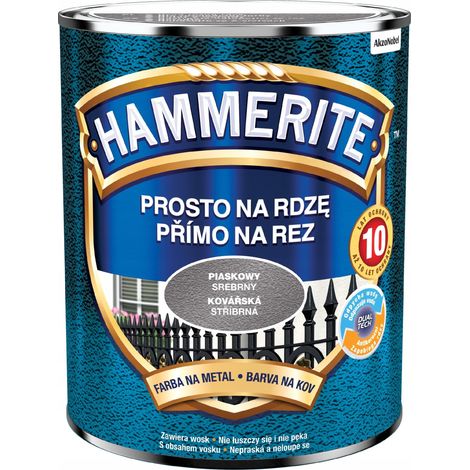 Peinture pour métaux Hammerite Straight to Rust, couleur argent sable, 0,7 L