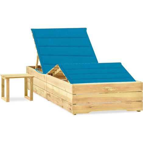 vidaXL Tumbona de jardín con mesa y cojín de madera de pino impregnada (1/3)