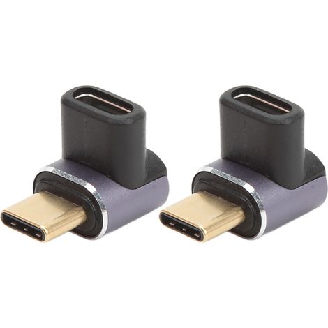 Adaptateur USB-C à angle droit 90° mâle vers femelle 40 Gbit/s 100 W en alliage d'aluminium pour la transmission et la charge