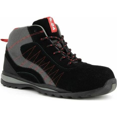 Chaussure haute LEVANT S1P - S 24 BOSSI INDUSTRIE - Cuir croûte velours noir/toile grise - Taille 45 - 5222-45 (1/4)