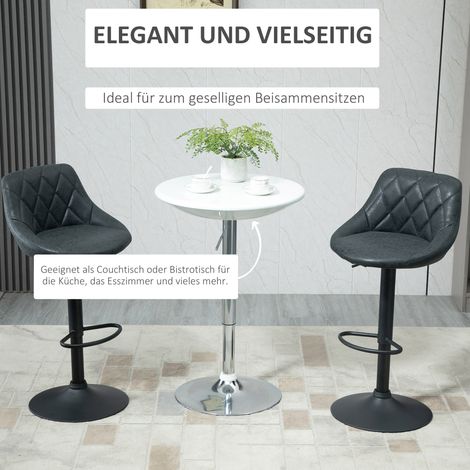Table de bar ronde blanche ajustable en hauteur 76-97 cm, métal et ABS laqué, design moderne pour cuisine ou comptoir (1/4)