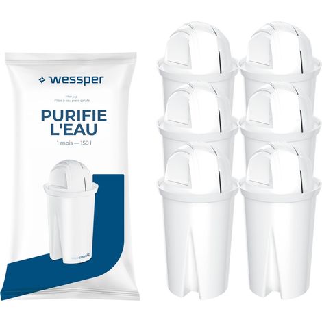 Filtre à eau pour Carafes Filtrantes, Filtre à Charbon Actif, Cartouche Compatible avec Classic, Classic, Carafe – 6 pièces, Bianco (1/5)