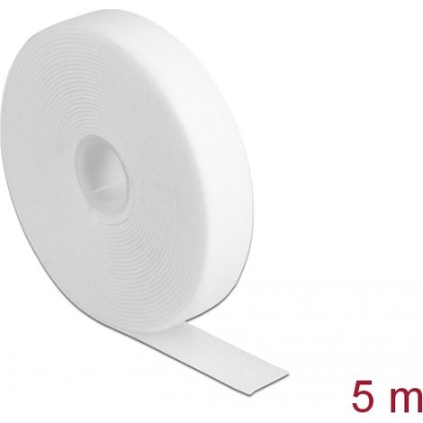 Delock Cinta de gancho y bucle en rollo LA 5 m x AN 20 mm blanco
