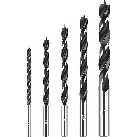 set de 5 Puntas Helicoidales Universales para Taladro de Madera de 4 a 10mm