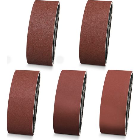 Bande Abrasive 30 x 330 mm Grains 60/80/120/240/400 Bande de Ponceuse pour le Ponçage, le Polissage et le Enlever la Rouille, Idéale pour le Bois (10 Pièces) (1/5)
