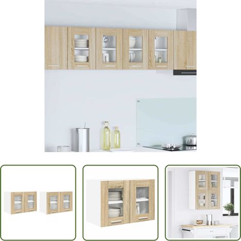vidaXL Holzschrank -  Hängeschrank 2 pcs Sonoma-Eiche 60 x 31 x 40 cm Holzwerkstoff (1/5)