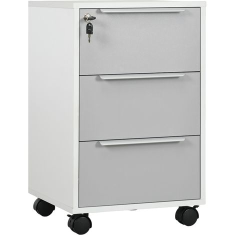 Three-Drawer Locking Filing Cabinet - Grey/White (1/5)