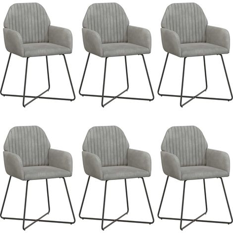 Maison Exclusive - Sedie da pranzo 6 pz Velluto Grigio Chiaro 55 x 50 x 84 cm (1/5)