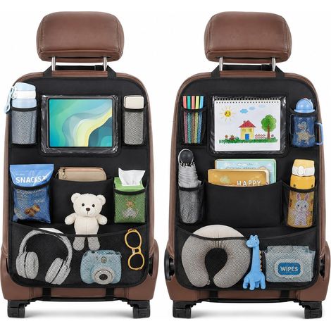 Organizer per auto per bambini in 2 pezzi, 10 tasche, impermeabile  Può contenere un tablet touchscreen, impermeabile, facile da pulire, adatto alla maggior parte dei veicoli (1/5)