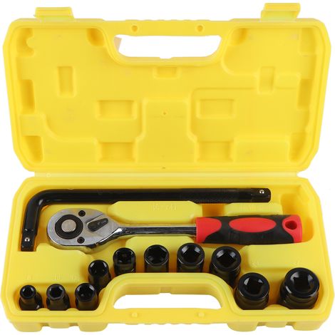 13pcs clé à douille 1/2 pouce à cliquet, jeu de douilles à rochet pour entretien auto, trousse d'outils mécanique (1/5)