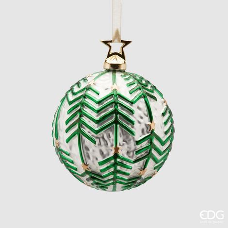 EDG Enzo De Gasperi Decorazione di Natale Palla Pini Stlizzati D 10 Cm White Green