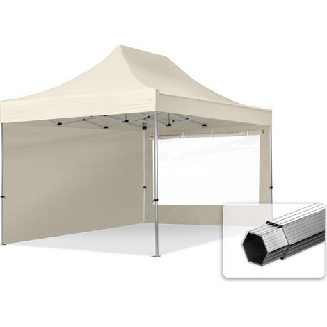 3x4.5m Pop Up Gazebo PROFESSIONAL Aluminium 40 mm, incl. Sidewalls with Panorama Windows, cream High Performance Polyester approx. 400g/m² (1/5)