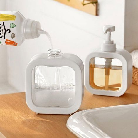 Distributeur De Savon 500ml, Lot De 2, Rechargeable, Plastique Transparent, Pour Salle De Bain Et Cuisine (1/4)