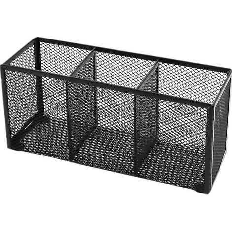 Stiftehalter, unterteilter Pinselhalter, Aufbewahrungsbehälter für Bürobedarf-22.5X8CM-Black (1/3)