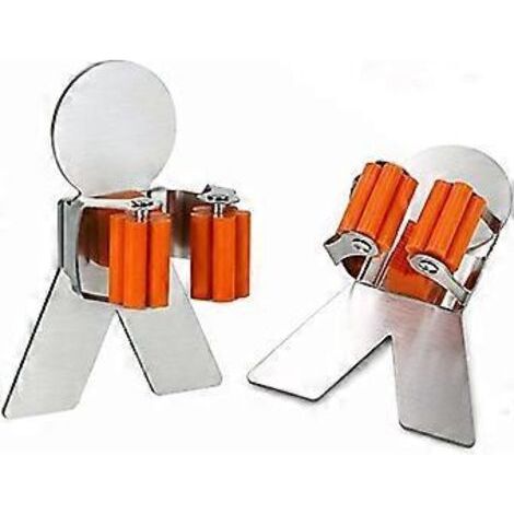 Lot de 2 supports à balai en acier inoxydable, support mural multifonctionnel pour balai et serpillière, outil de rangement pour la maison
