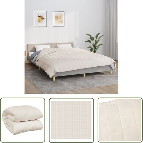 The Living Store Couverture lestée Crème clair 220x235 cm 15 kg Tissu - Couverture Lestée - Couverture Poids - Literie Relaxante - Sommeil Profond - Relaxation (1/5)
