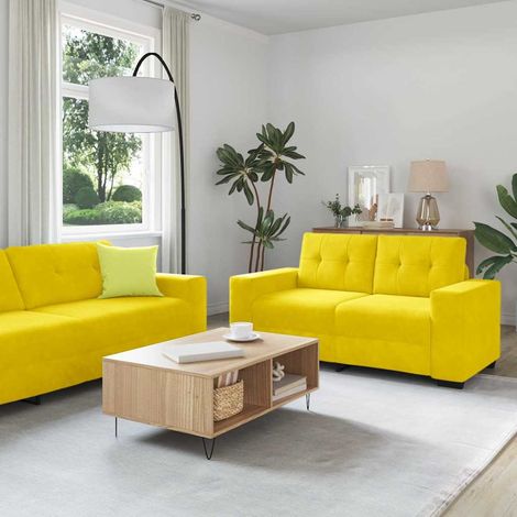 Sofa Set 2 pcs Yellow 221 x 78 x 80 cm Velvet vidaXL