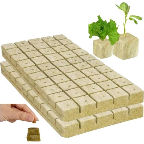 Lot de 100 tapis de culture en laine de roche, pour culture, boutures agricoles, feuilles de roche, substrat de culture sans fond, 25 x 25 x 40 mm (1/5)