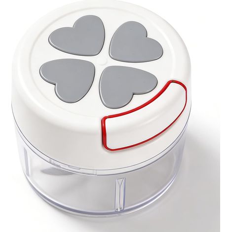 Robot culinaire manuel, hachoir à ail, hachoir à maïs effiloché, hachoir portable à oignons et gingembre avec lame en acier inoxydable 304 pour purées et aliments pour bébés. (Gris) (1/5)