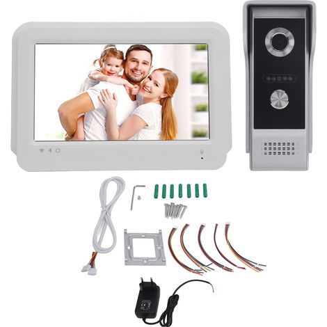Système d'interphone vidéo avec écran tactile de 7 pouces, détection de mouvement étanche, Vision nocturne, conversation bidirectionnelle, caméra de sonnette 2MP (1/5)