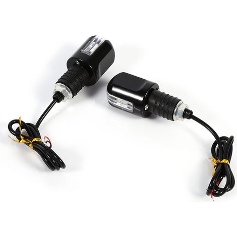 Paire de poignées moto 7/8'', clignotants LED ambre à embout de guidon, 6 LED, indicateurs de direction universels (1/5)